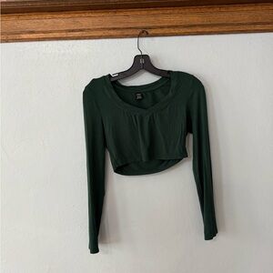 SHEIN Forest Green Long Sleeve Crop Top